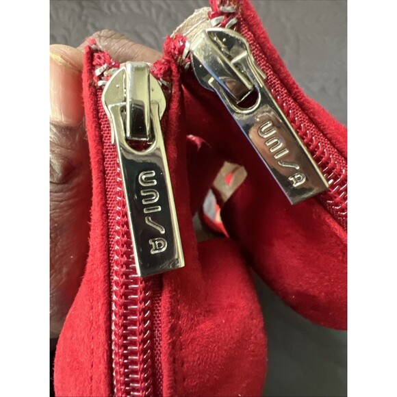 Unisa Unhanna Red Suede Crisscross Zip Back High Heel Pump SZ8.5M Glam Chic Cute - Picture 12 of 12